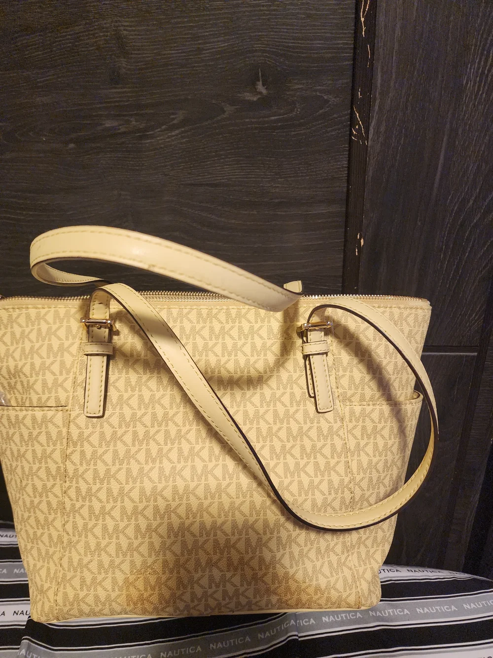 Michael Kors Yellow Logo-Print Tote with Gold MK Charm